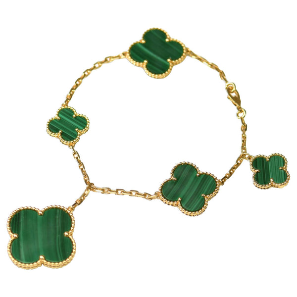 <ORIELL>MAGIC CLOVER MALACHITE BRACELET 5 MOTIFS