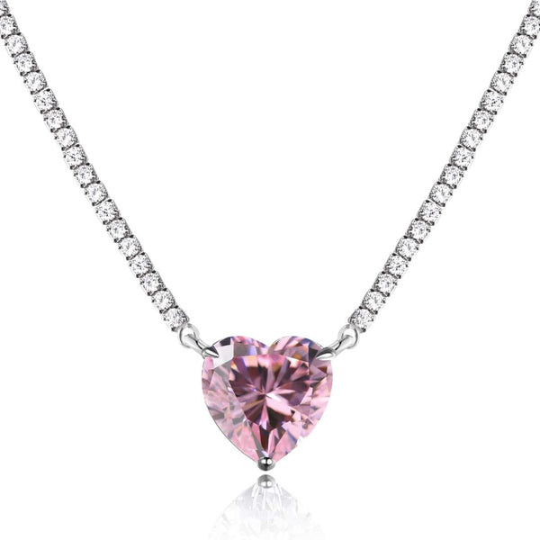 <ORIELL>8.0 Carat Versatile Colorful Sweet Heart-Shaped Tennis Necklace