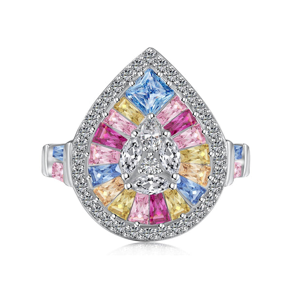 <ORIELL>Elegant Colorful Water Drop Shape Banquet Ring
