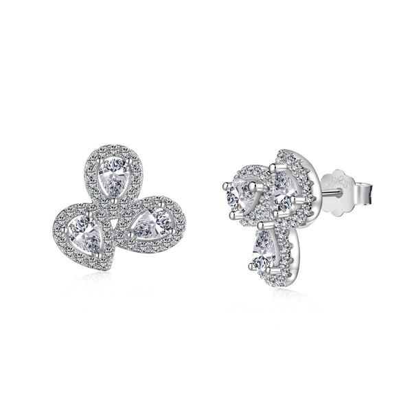 <ORIELL>Ornate Flower Shape Pear Cut Lover Earrings