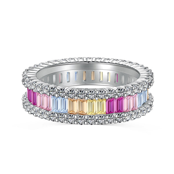 <ORIELL>Dainty Kaleidoscopic Emerald Cut Daily Ring
