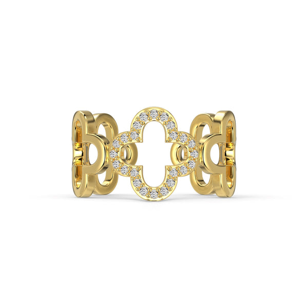 <ORIELL>Hollow Design Four-Leaf Clover Flower Shape Ring