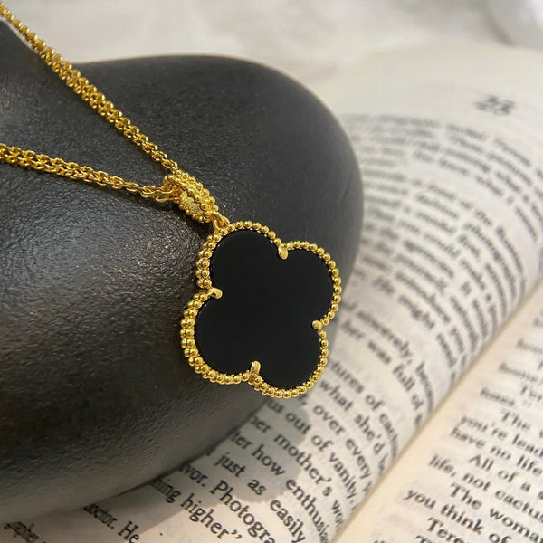 <ORIELL>CLOVER 25MM NECKLACE GOLD ONYX