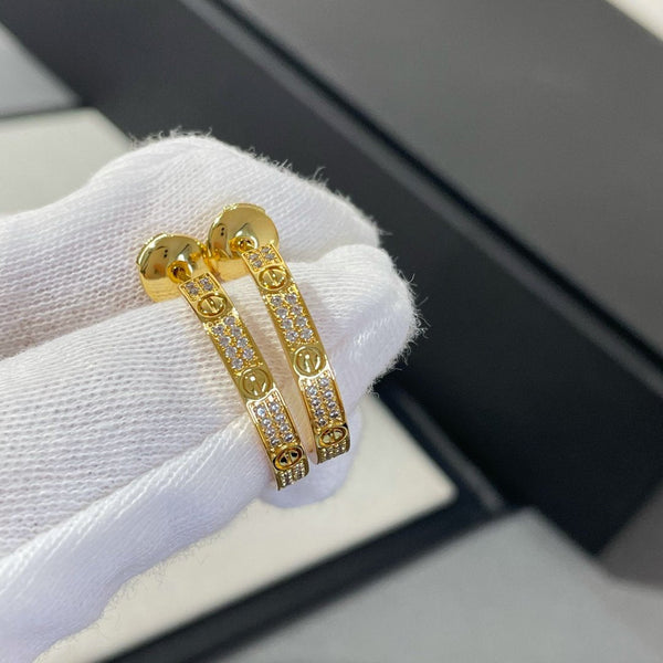 <ORIELL>LOVE DIAMOND GOLD HOOP EARRINGS