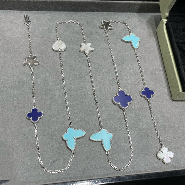 <ORIELL>LUCKY CLOVER SILVER 11 MOTIF NECKLACE