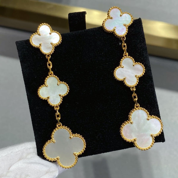 <ORIELL>CLOVER MOP 3 MOTIFS GOLD EARRINGS