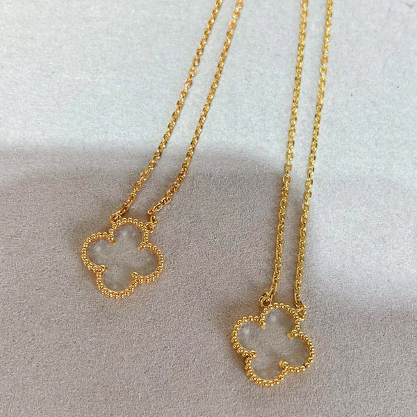 <ORIELL>CLOVER ROCK CRYSTAL ROSE GOLD NECKLACE