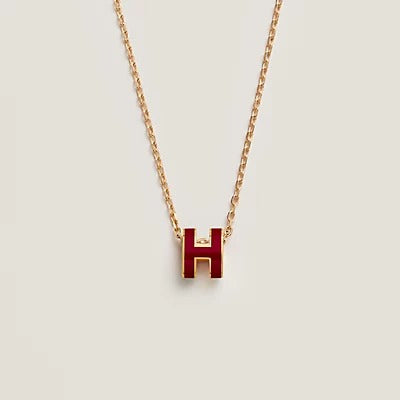 <ORIELL>HM CLIC RED ENAMEL GOLD NECKLACE