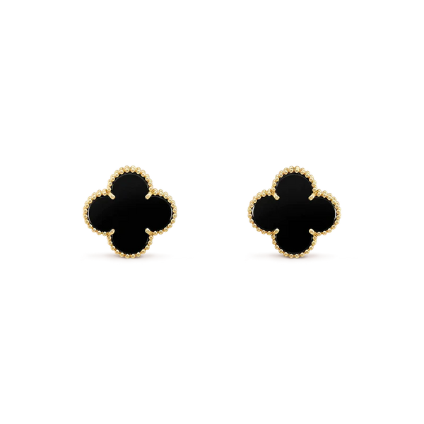 <ORIELL>CLOVER MEDIUM 1 MOTIFS  ONYX STUD EARRINGS
