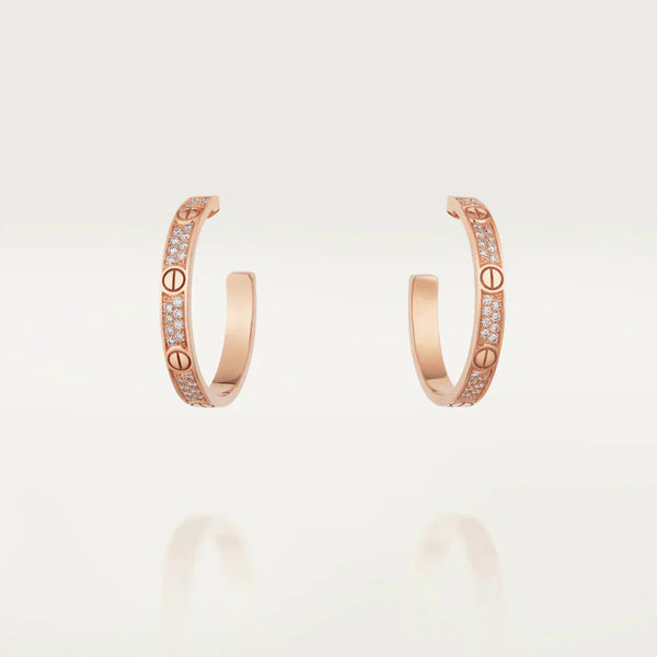 <ORIELL>LOVE DIAMOND PINK GOLD HOOP EARRINGS