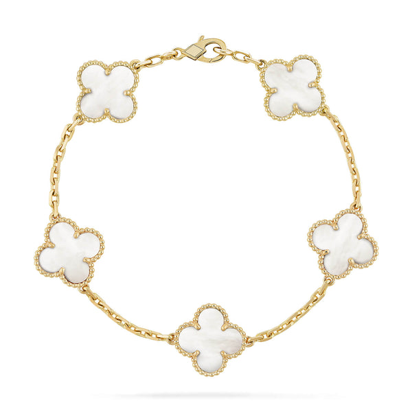 <ORIELL>CLOVER  5 MOTIF WHITE MOP BRACELET
