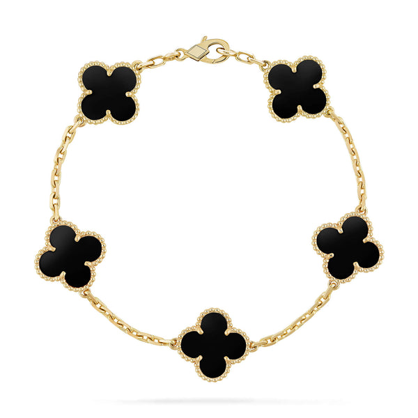 <ORIELL>CLOVER  5 MOTIFS BLACK ONYX BRACELET