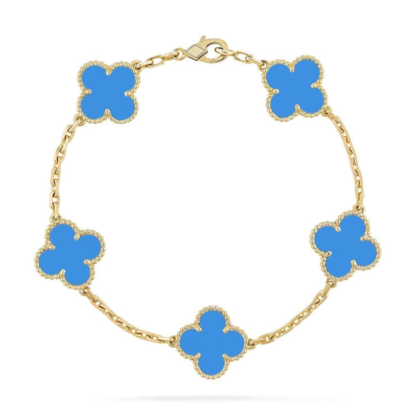<ORIELL>CLOVER 5 MOTIFS BLUE AGATE BRACELET