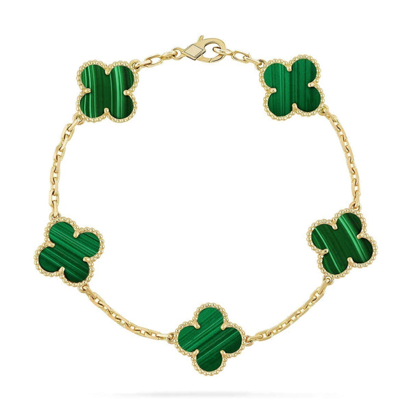 <ORIELL>CLOVER 5 MOTIFS MALACHITE BRACELET