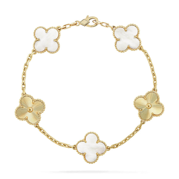 <ORIELL>CLOVER 5 MOTIF WHITE MOP LASER BRACELET