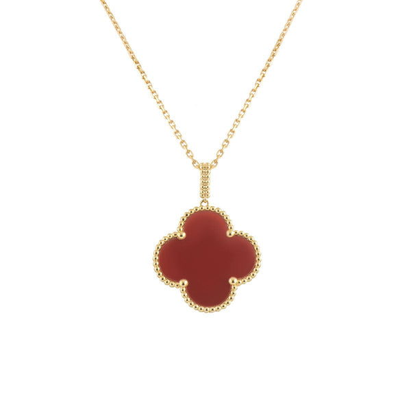 <ORIELL>CLOVER 25MM NECKLACE GOLD CARNELIAN