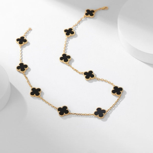 <ORIELL>CLOVER 10 MOTIFS ONYX NECKLACE