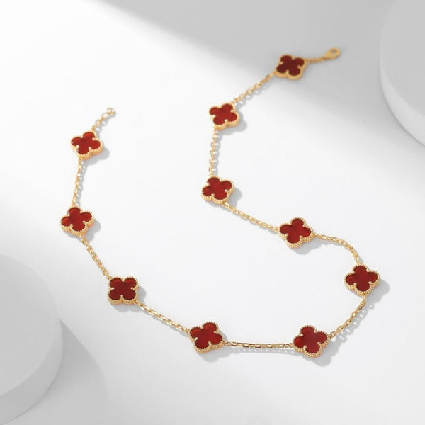 <ORIELL>CLOVER 10 MOTIFS CARNELIAN NECKLACE