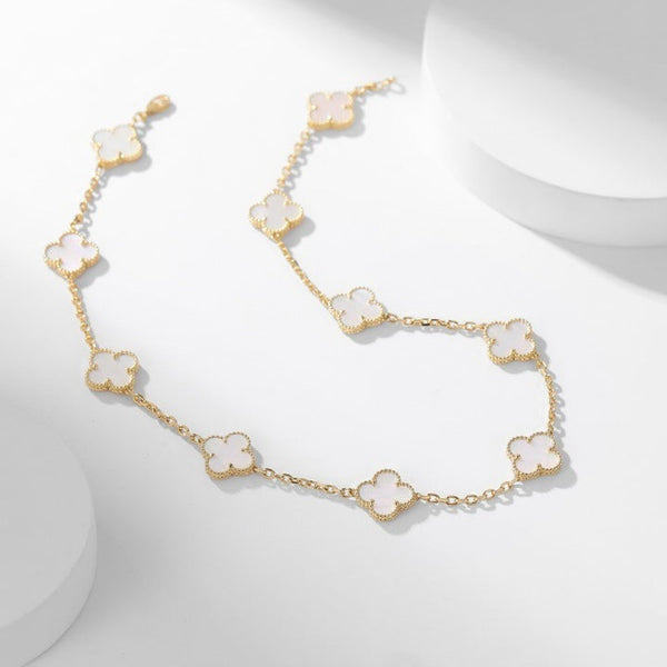 <ORIELL>CLOVER 10 MOTIFS WHITE MOTHER OF PEARL NECKLACE