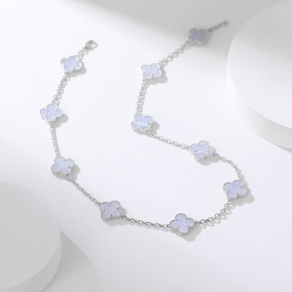 <ORIELL>CLOVER 10 MOTIFS PURPLE CHALCEDONY NECKLACE