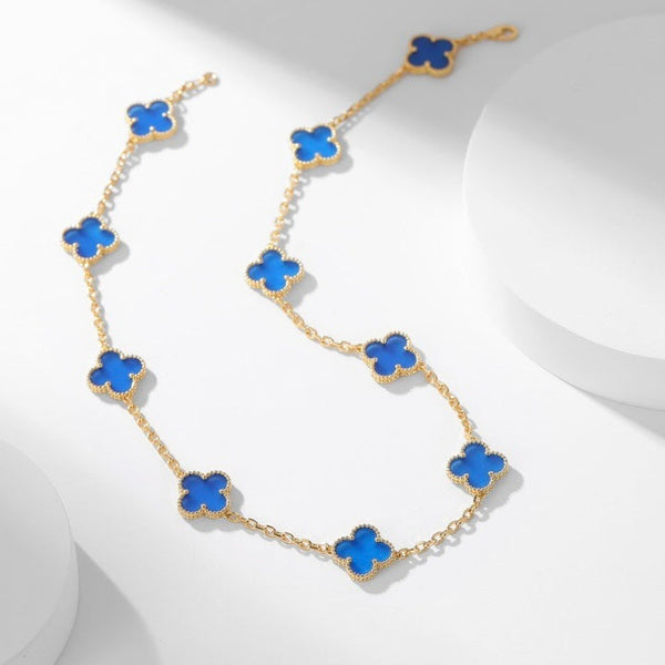 <ORIELL>CLOVER 10 MOTIFS BLUE AGATE NECKLACE