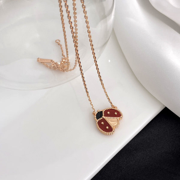 <ORIELL>LUCKY  CARNELIANS LADYBUG NECKLACE