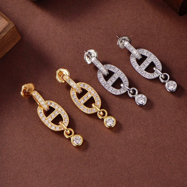 <ORIELL>HM CHAINE DIAMOND EARRINGS