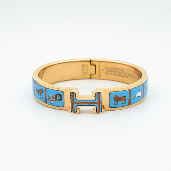 <ORIELL>H PINK GOLD BRACELET BLUE CERAMIC