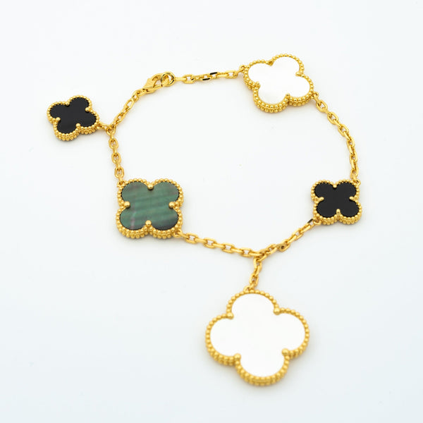 <ORIELL>CLOVER BRACELET 5 MOTIFS ONYX MOP