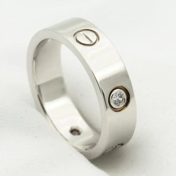 <ORIELL>LOVE RING 5.5MM 3 DIAMONDS SILVER