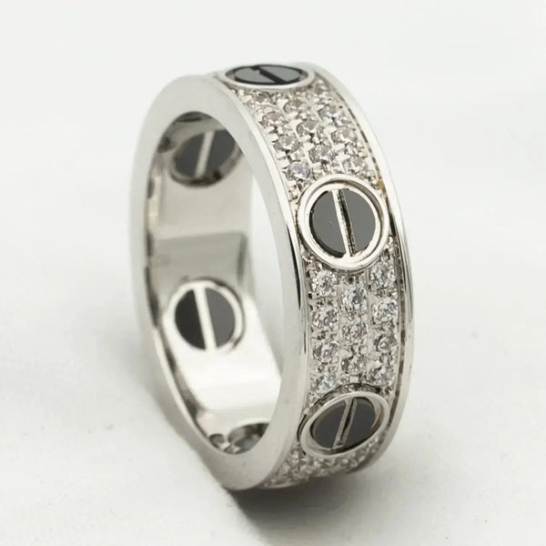 <ORIELL>LOVE RING 5.5MM DIAMONDS PAVED CERAMIC