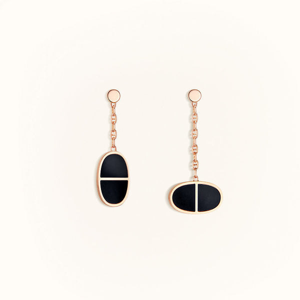 <ORIELL>CHAINE VERSO BLACK CERAMIC EARRINGS