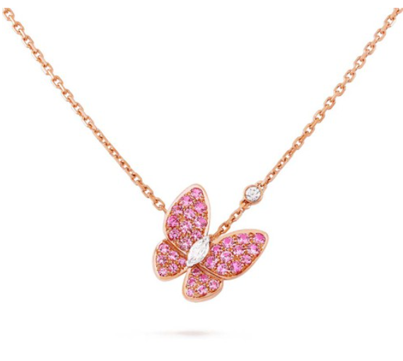 <ORIELL>BUTTERFLY RED DIAMOND ROSE GOLD NECKLACE
