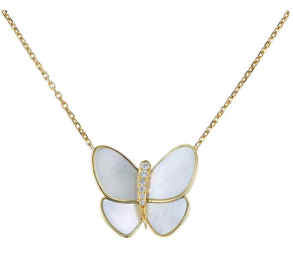 <ORIELL>BUTTERFLY GOLD MOP DIAMOND NECKLACE