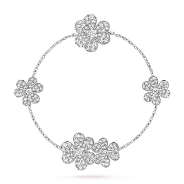 <ORIELL>FRIVOLE WHITE GOLD 5 FLOWERS BRACELET