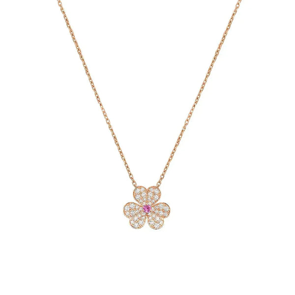 <ORIELL>FRIVOLE ROSE GOLD FLOWER DIAMOND NECKLACE