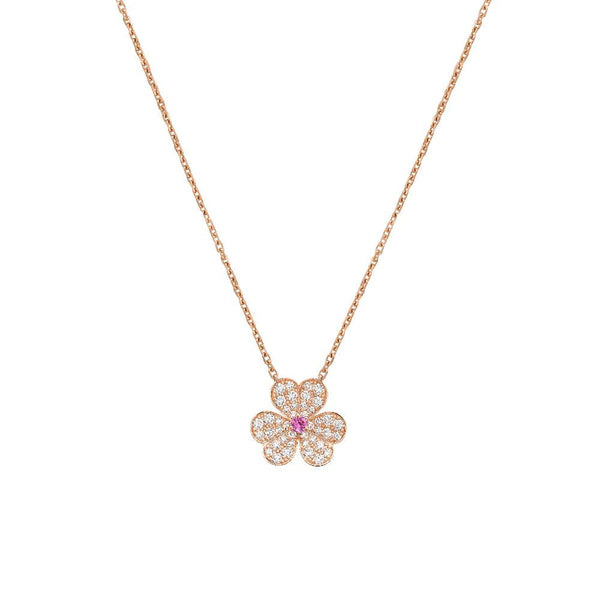 <ORIELL>FRIVOLE ROSE GOLD FLOWER DIAMOND NECKLACE