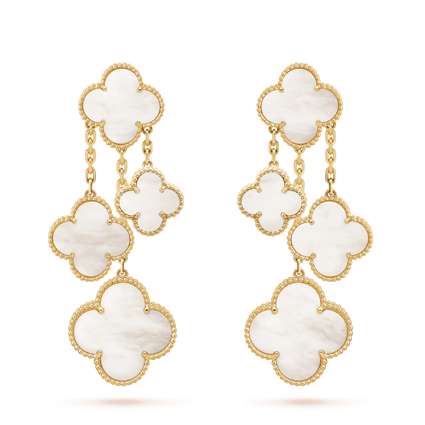 <ORIELL>CLOVER EARRINGS WHITE MOP 4 MOTIFS GOLD