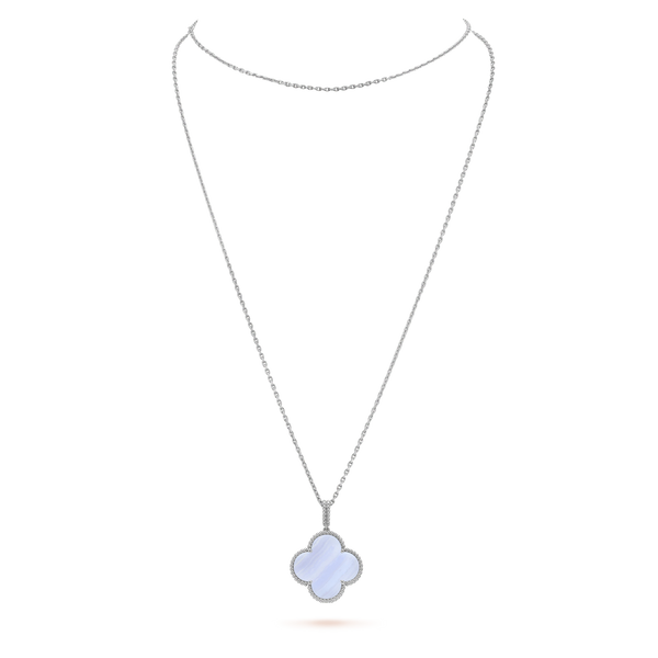 <ORIELL>CLOVER SILVER CHALCEDONY BIG CLOVER NECKLACE