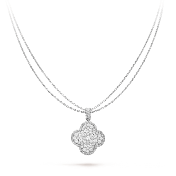 <ORIELL>CLOVER 25MM SILVER FULL DIAMOND BIG CLOVER NECKLACE