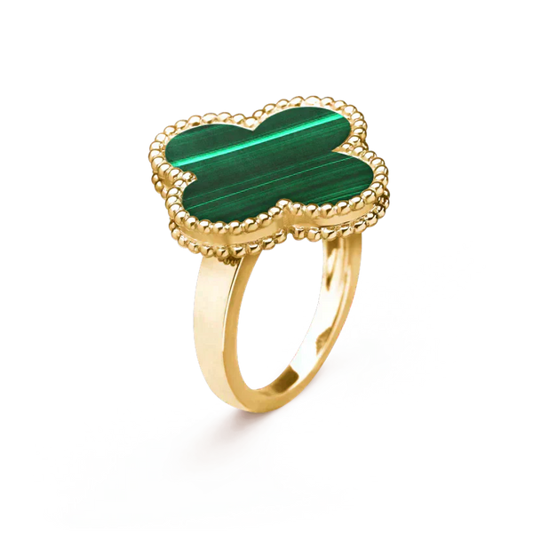 <ORIELL>CLOVER MALACHITE RING