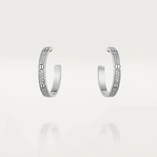 <ORIELL>LOVE DIAMOND SILVER HOOP EARRINGS