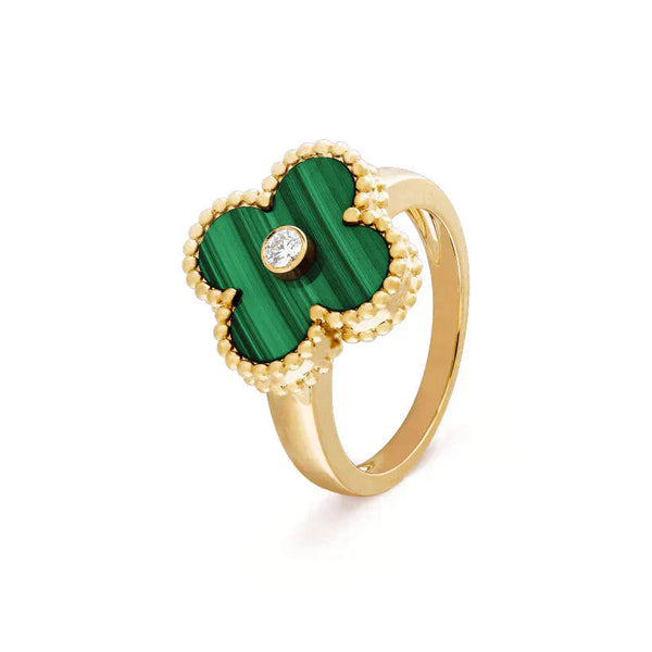<ORIELL>CLOVER MALACHITE RING GOLD DIAMOND